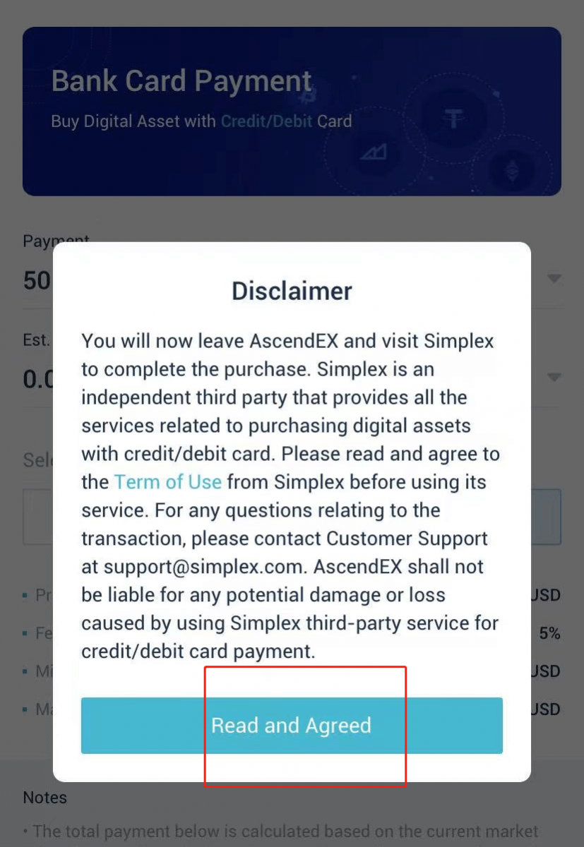 How to Buy Crypto with Simplex for Fiat Payment in AscendEX